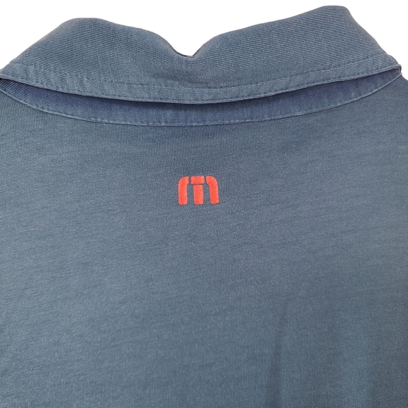 Travis Mathew blue striped details pima cotton blend polo shirt men's large - Picture 6 of 14